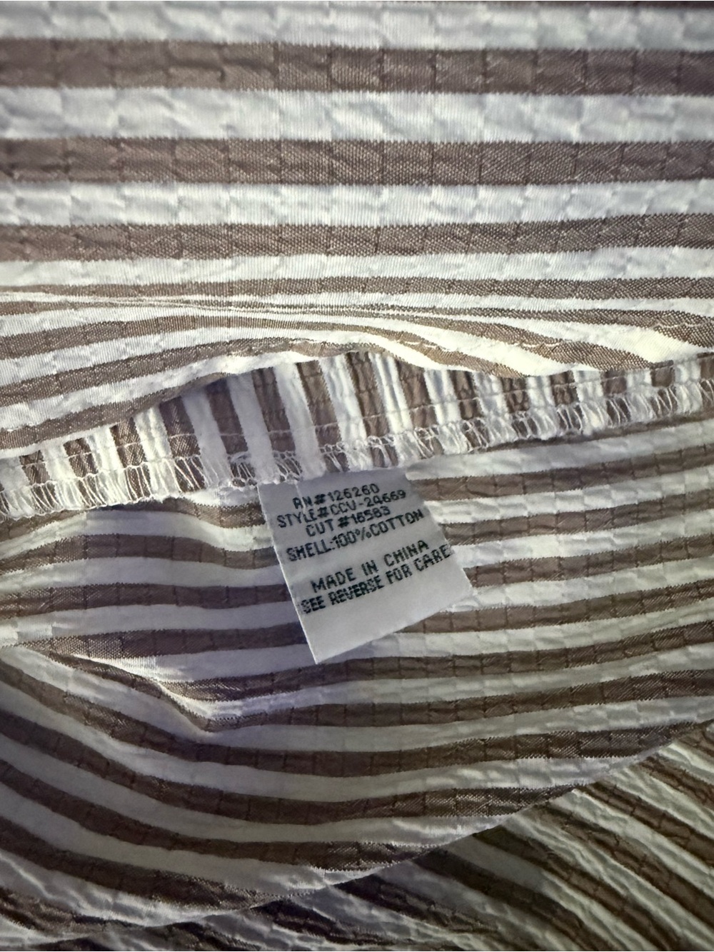 Velvet Heart Neutral Striped Puff-Sleeve V-Neck Blouse - Picture 5 of 6
